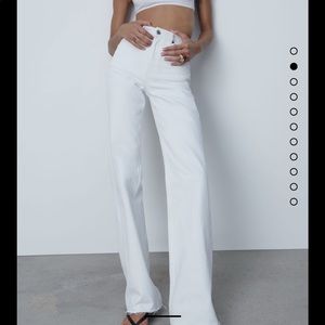 Zara wide leg full length jeans in white